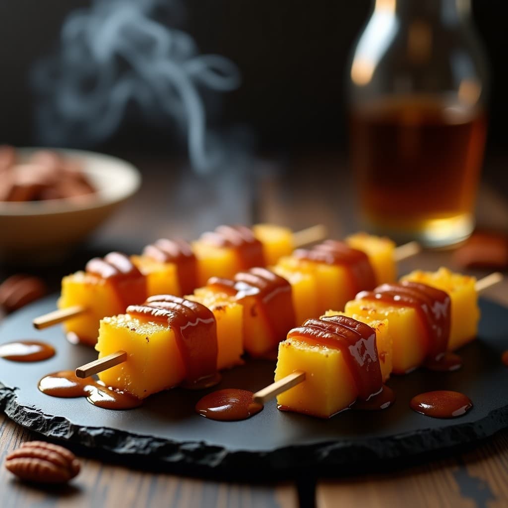 Brochetas de Piña Caramelizada y Whiskey: Postre Escocés con Toque Ahumado