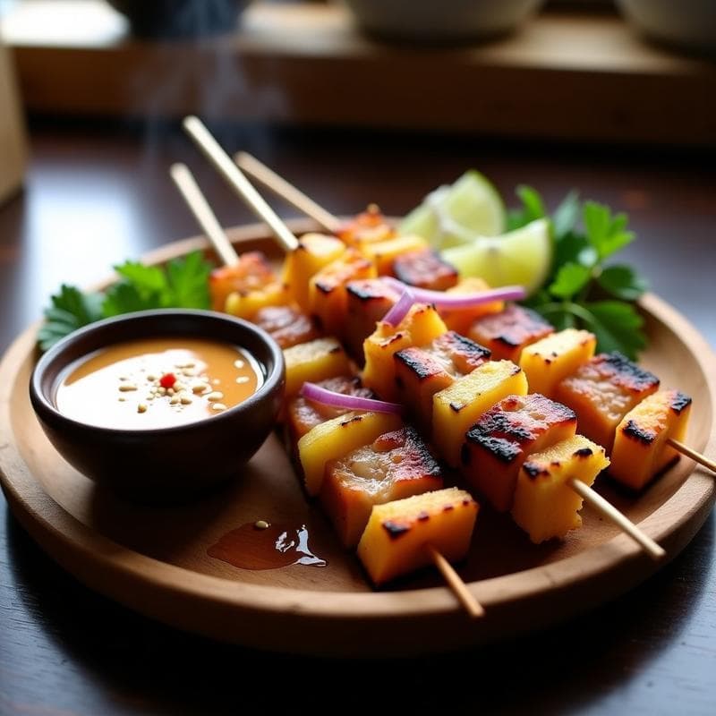 Brochetas de Piña y Cerdo al Satay: Receta Tailandesa en Olla Express