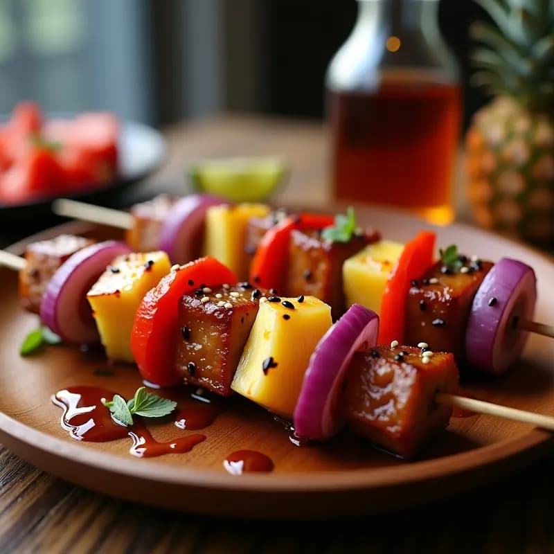 Brochetas de Piña y Cerdo Teriyaki: Receta Hawaiana Dulce y Salada en Grill