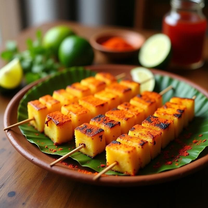 Brochetas de Piña con Chile y Tajín: Postre Mexicano Vegano en Airfryer