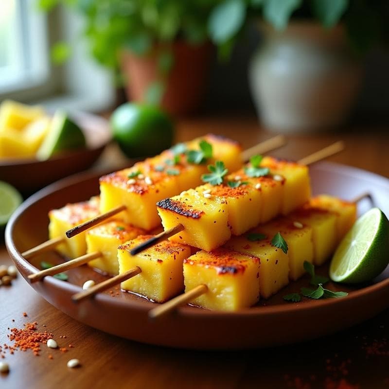 Brochetas de Piña Asada con Chili y Lima: Postre Vegano a la Parrilla en 10 Minutos