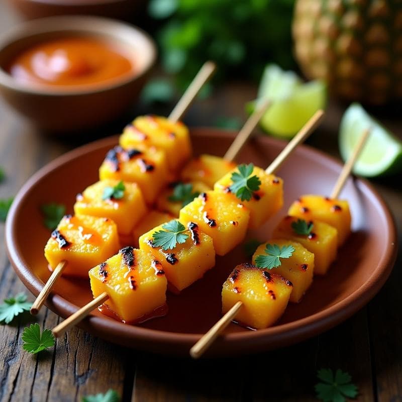 Brochetas de Piña y Chipotle con Salsa de Tamarindo: Receta Mexicana en Airfryer Dulce-Picante