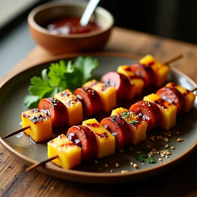 Brochetas de Piña Asada y Chorizo con Salsa de Tamarindo: Receta mano a mano para Parrilla
