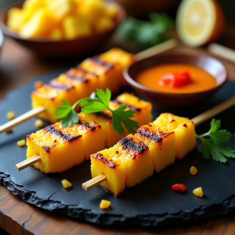 Brochetas de Piña Asada con Chutney de Mango y Chili: Postre Tailandés en Airfryer