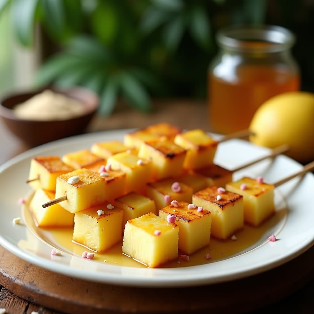 Brochetas de Piña Fermentada y Queso de Anacardos: Postre Probiótico en Airfryer