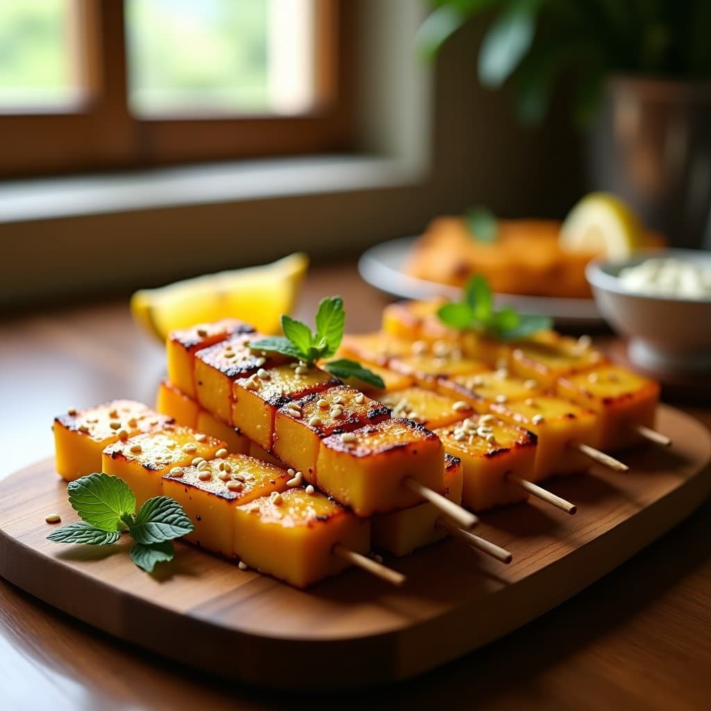 Brochetas de Piña y Halloumi a la Parrilla: Aperitivo Vegano y Crujiente en Airfryer