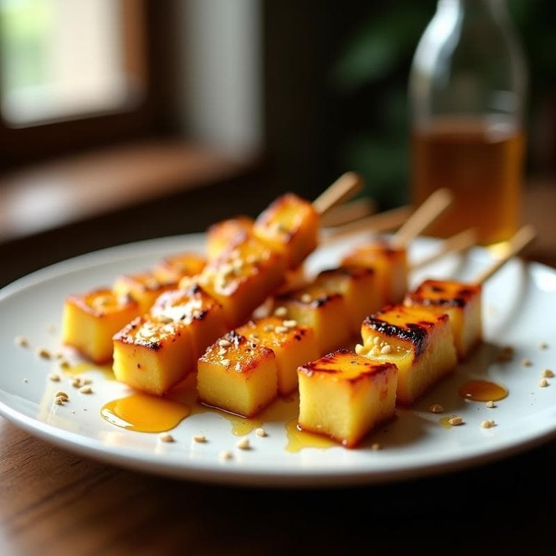 Brochetas de Piña Caramelizada y Queso Halloumi: Receta en Airfryer Dulce-Salada y Sin Gluten en 12 Minutos