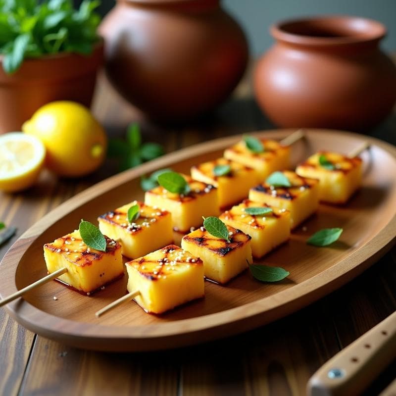 Brochetas de Piña y Halloumi a la Parrilla: Entrante Griego con Toque Dulce-Salado en 10 Minutos