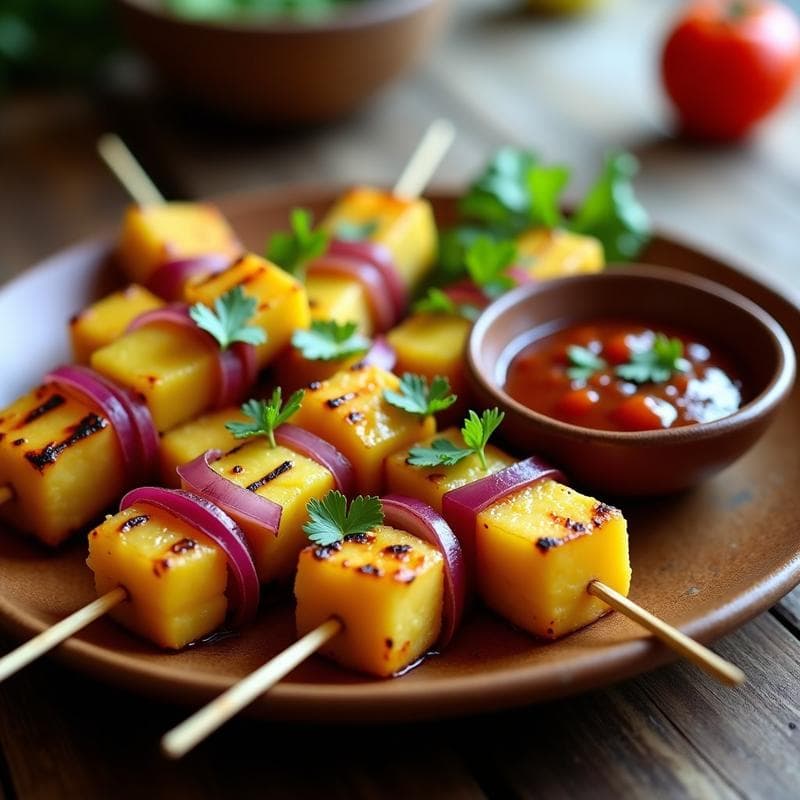 Brochetas de Piña y Queso Halloumi: Receta en Grill con Salsa de Chile Chipotle