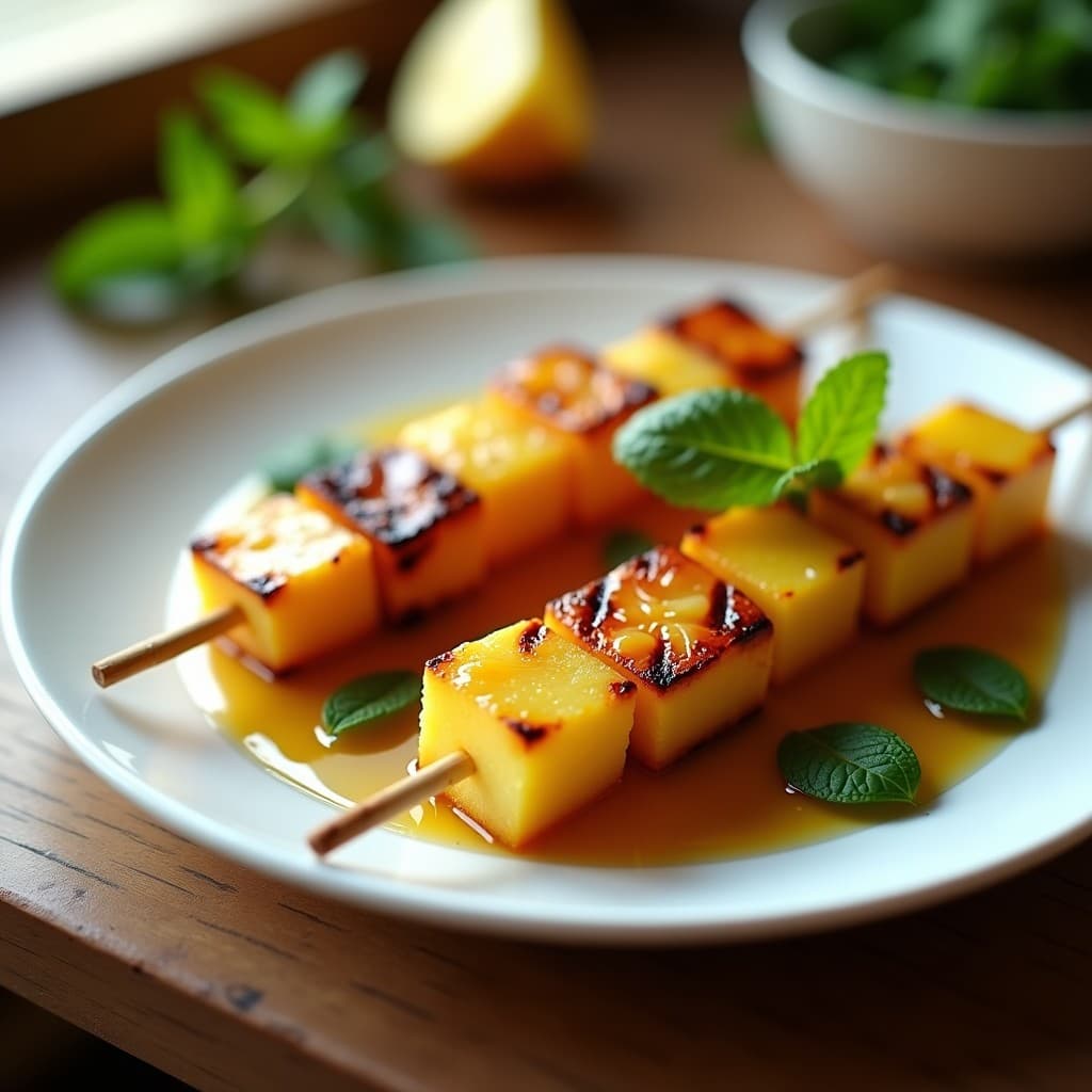 Brochetas de Piña y Halloumi con Miel de Eucalipto: Receta Chipriota en Grill para Verano