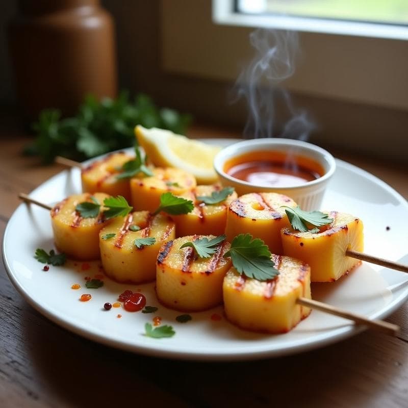 Brochetas de Piña y Halloumi con Salsa de Chipotle: Entrante Mexicano Vegano en Airfryer