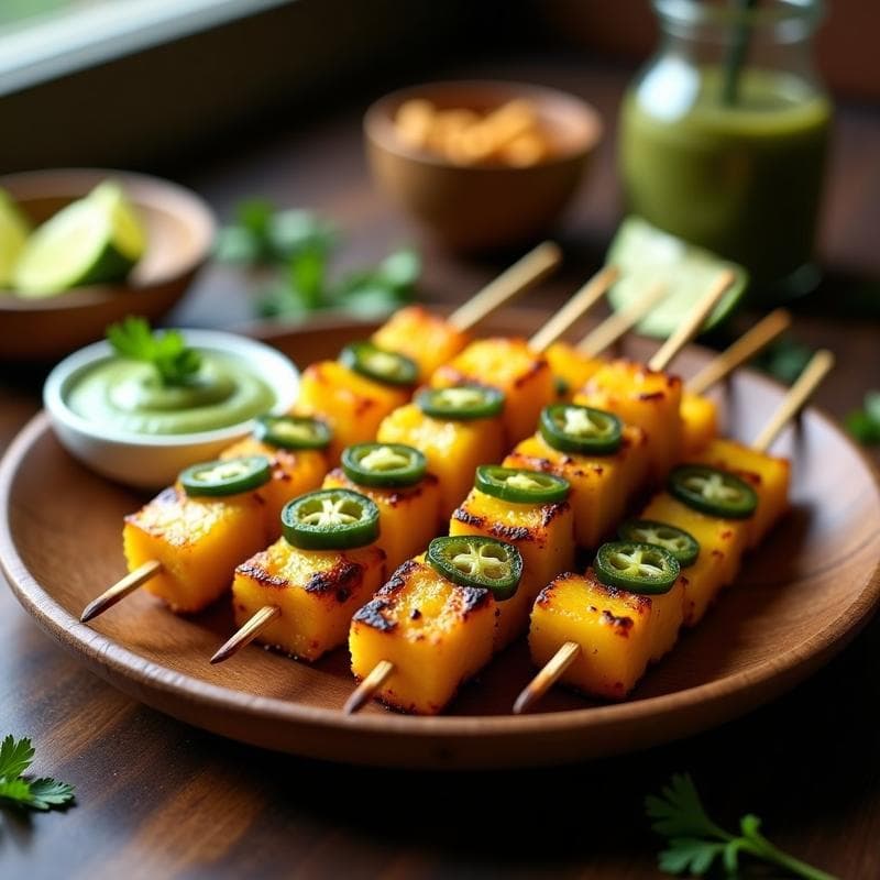 Brochetas de Piña y Jalapeño con Salsa de Cilantro: Receta Mexicana en Airfryer para BBQ