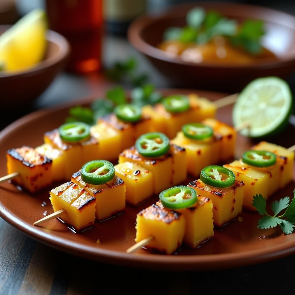 Brochetas de Piña, Jalapeño y Queso Halloumi: Receta Mexicana Dulce-Picante para Airfryer