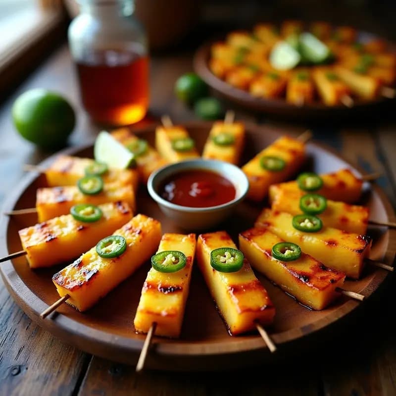 Brochetas de Piña y Jalapeño con Glaseado de Tamarindo: Receta Mexicana en Airfryer para Fiestas