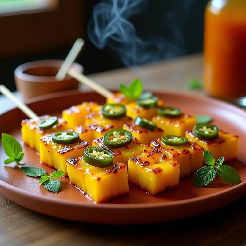 Brochetas de Piña y Jalapeño con Glaseado de Tamarindo: Postre Mexicano a la Parrilla