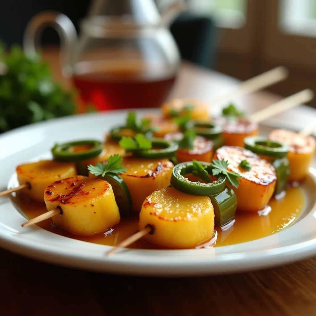 Brochetas de Piña y Jalapeños con Glaseado de Miel: Entrante Dulce-Picante en Airfryer