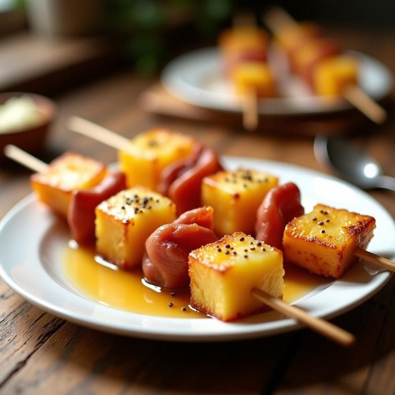Brochetas de Piña, Jamón York y Queso Fresco: Receta Española en Airfryer y Dulce-Salada