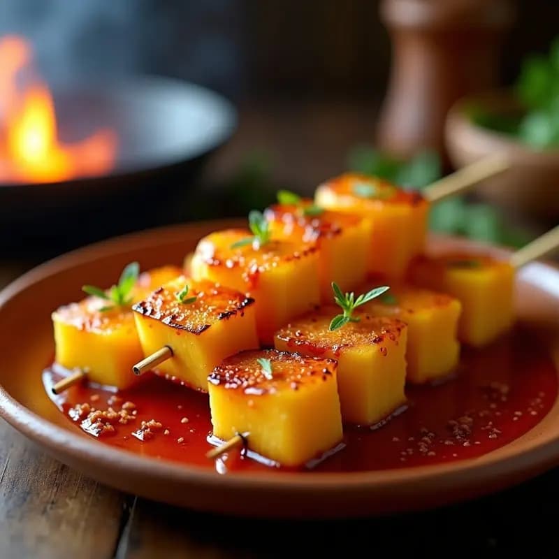 Brochetas de Piña Marada con Salsa de Chile Habanero: Postre Mexicano en Grill