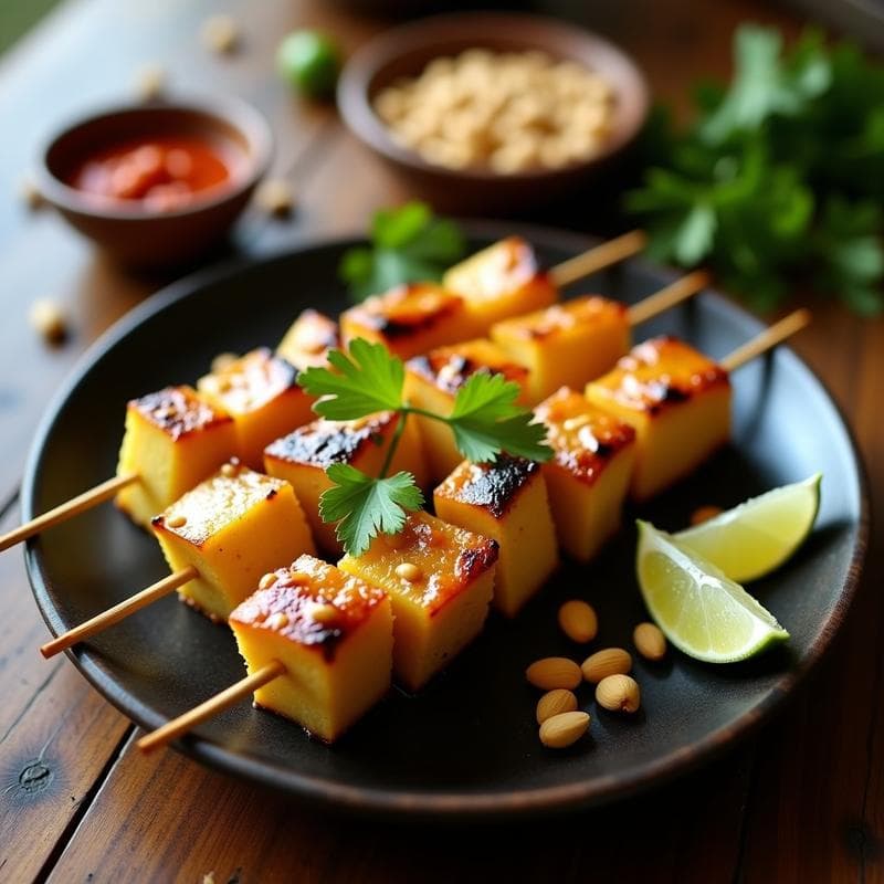 Brochetas de Piña y Pollo al Sataé: Receta Tailandesa en Thermomix con Cacahuetes