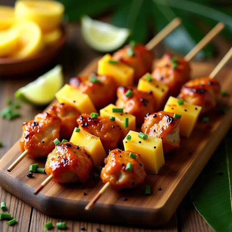 Brochetas de Piña y Pollo Teriyaki: Receta Hora de Cóctel Hawaii-Ana en 15 Minutos