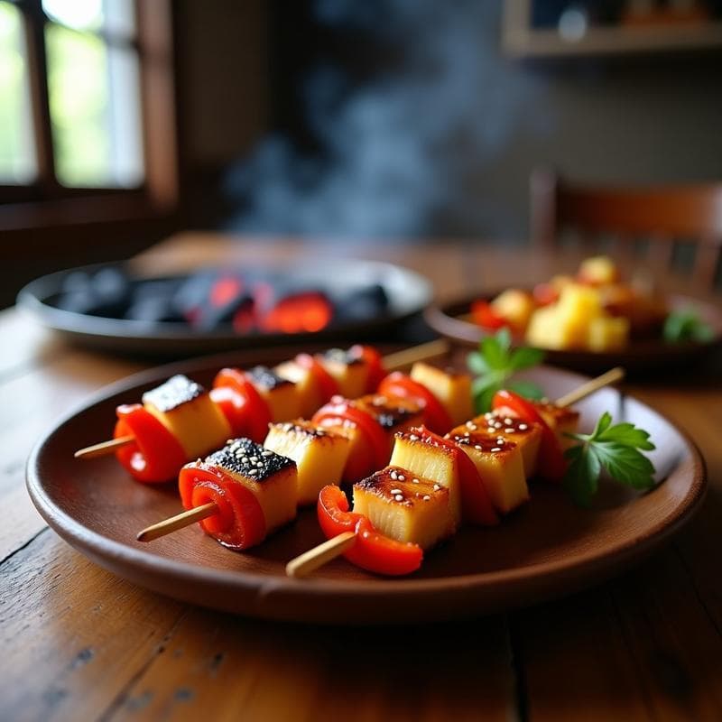 Brochetas de Piña, Pollo Teriyaki y Pimiento Rojo: Receta a la Parrilla con Toque Dulce-Salado
