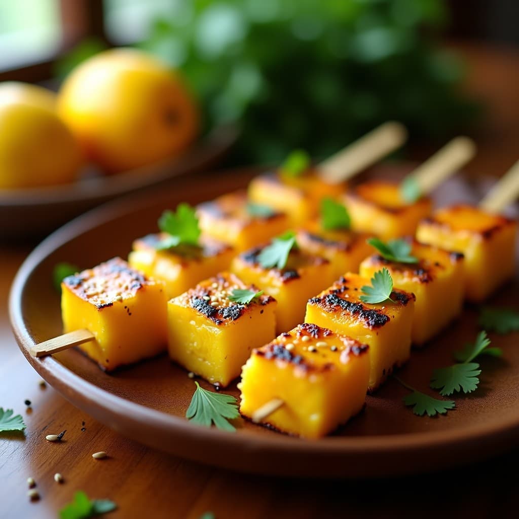 Brochetas de Piña Asada con Queso de Búfala y Pimienta de Jamaica: Aperitivo Caribeno en Airfryer