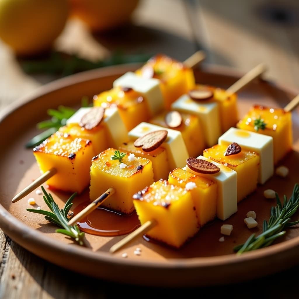 Brochetas de Piña y Queso de Cabra con Miel de Romero: Entrante Dulce-Salado en 15 Minutos