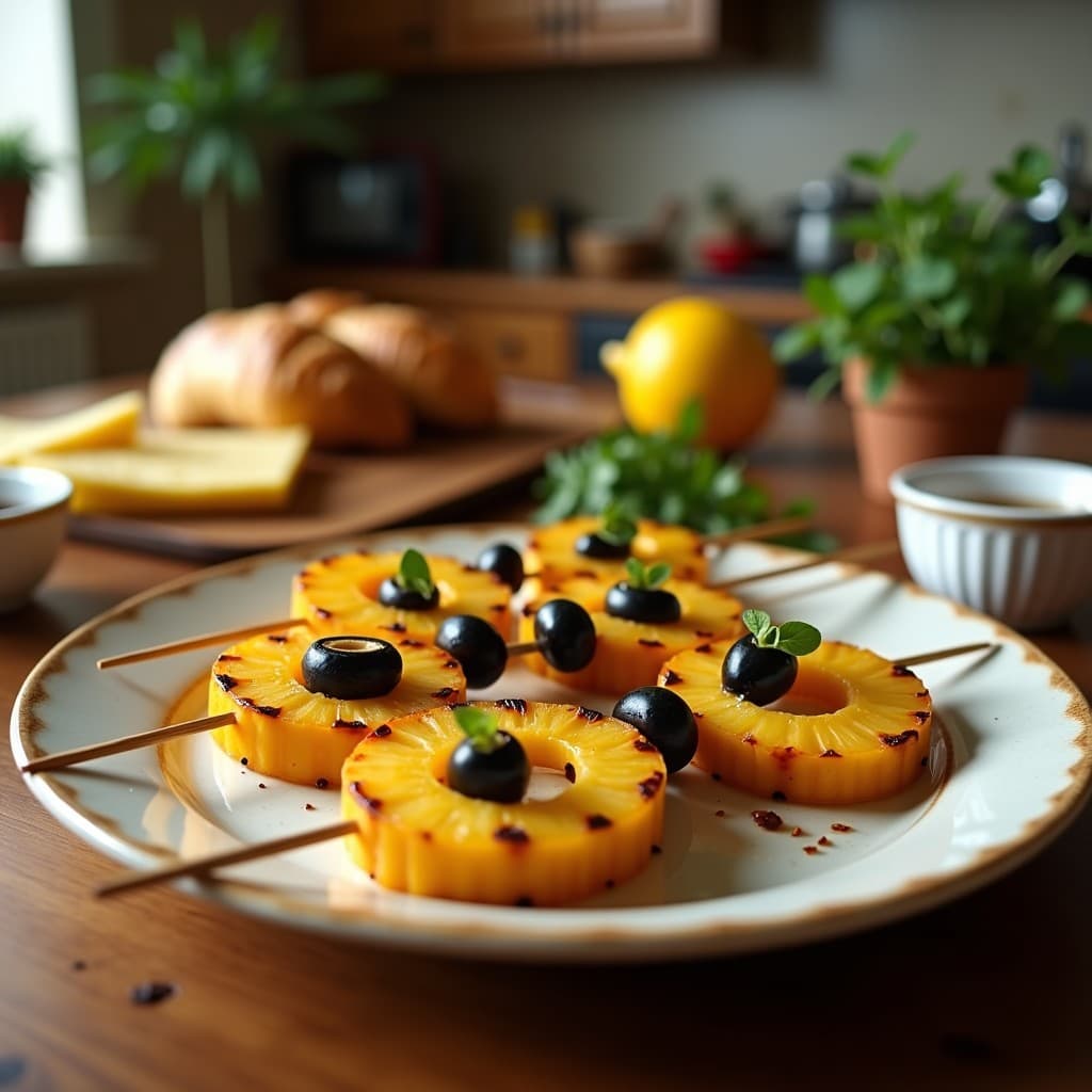 Brochetas de Piña, Queso Feta y Aceitunas Kalamata: Entrante Mediterráneo en Airfryer