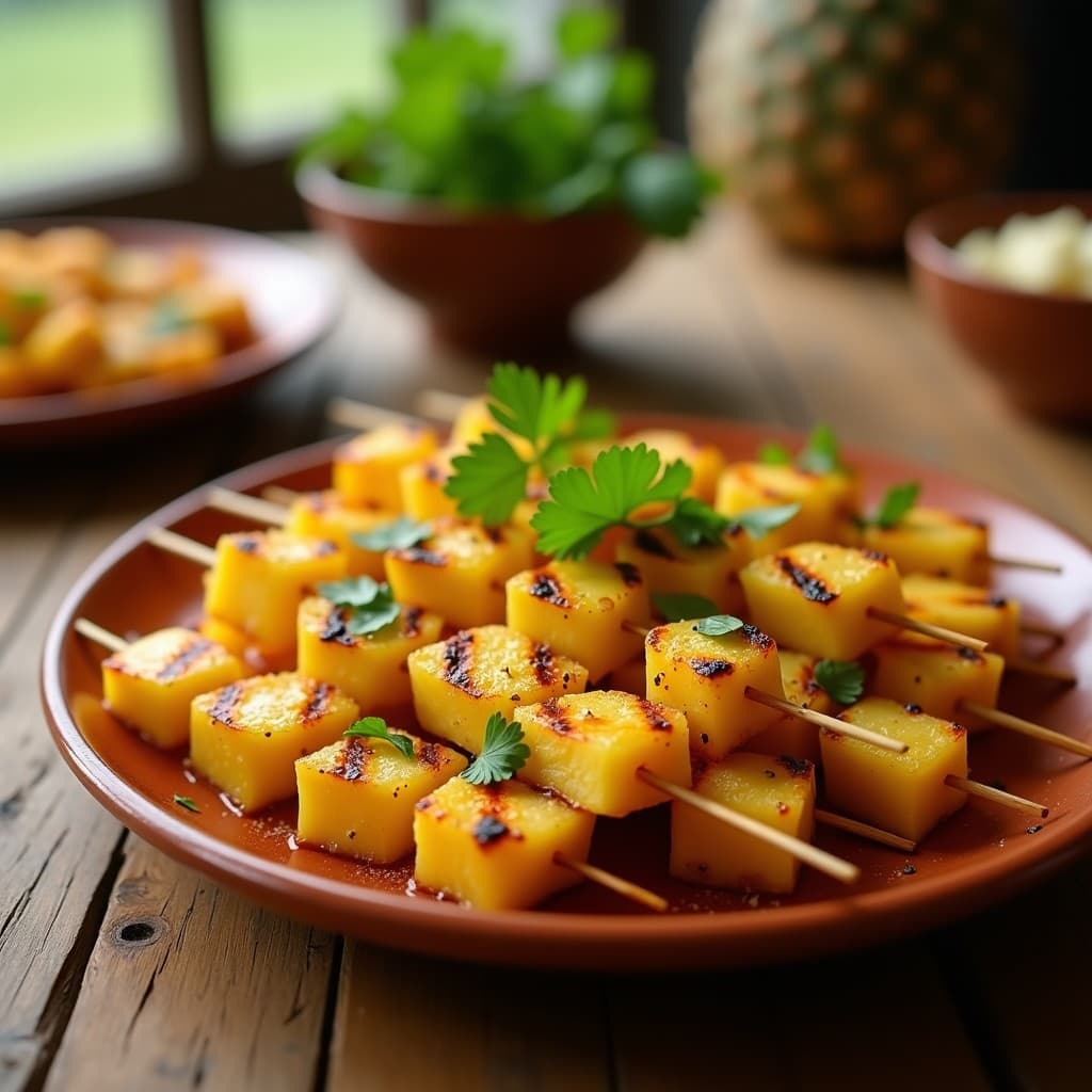 Brochetas de Piña Asada con Polvo de Tajín y Queso Oaxaca: Receta Mexicana en Grill para Verano