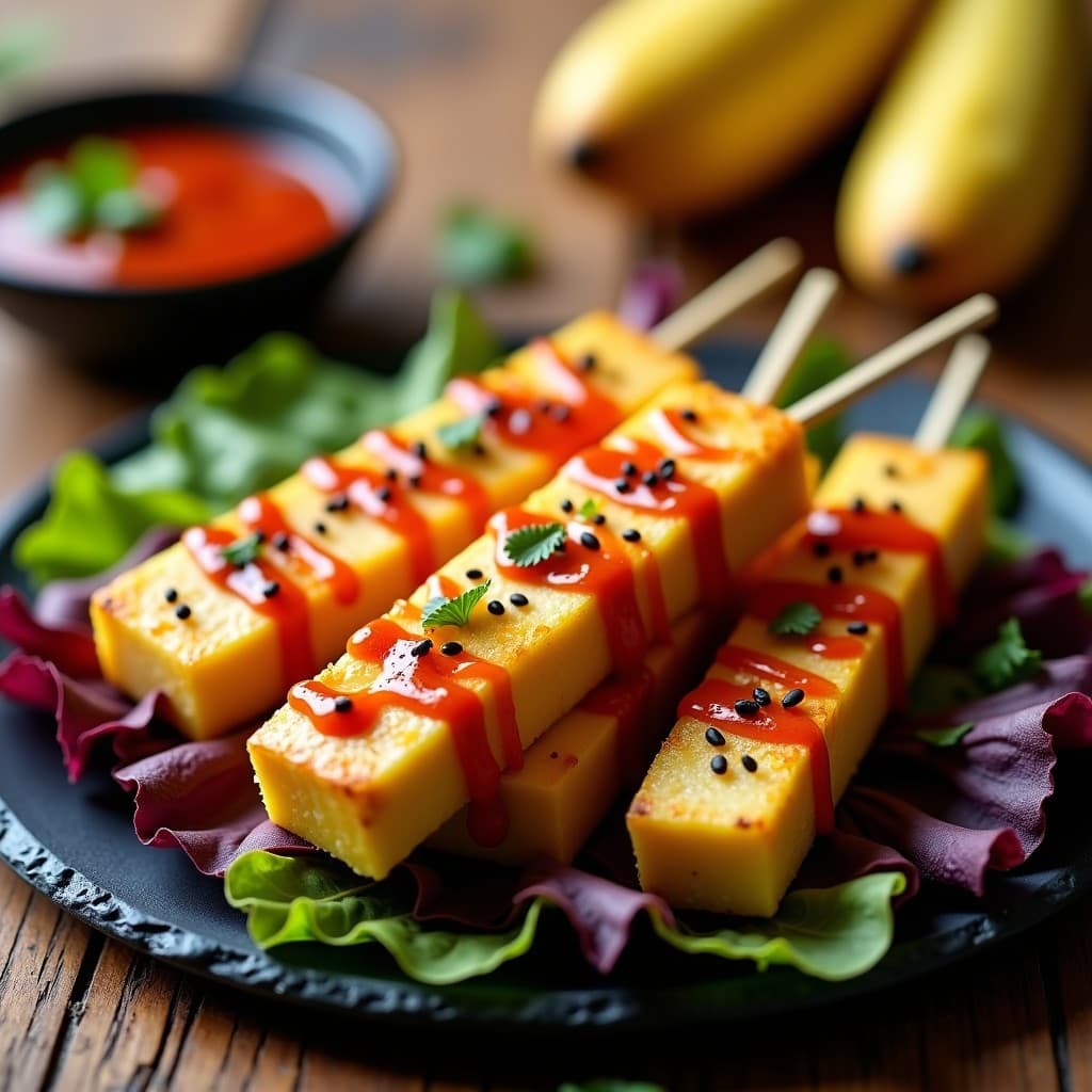 Brochetas de Piña y Queso de Soja con Salsa de Sriracha: Aperitivo Tailandés Picante en Airfryer