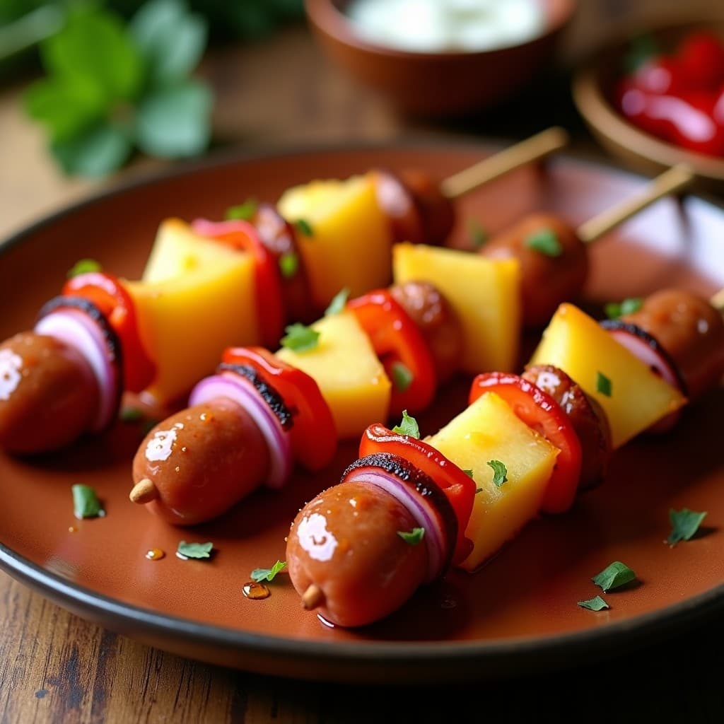 Brochetas de Piña y Salchicha de Sincelejo: Entrante Colombiano Dulce-Salado en Airfryer