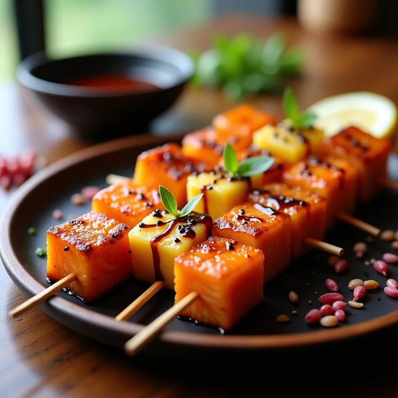 Brochetas de Piña y Salmón Teriyaki: Receta Japonesa en Airfryer Crujiente
