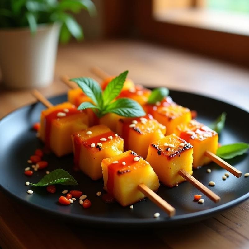 Brochetas de Piña con Salsa de Chile y Miel: Postre picante-dulce en Airfryer