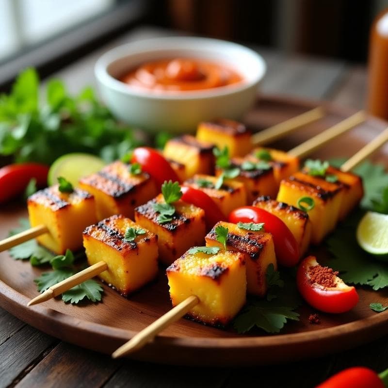 Brochetas de Piña y Tempeh Marinado: Receta Vegana a la Parrilla con Salsa de Chili en 15 Minutos