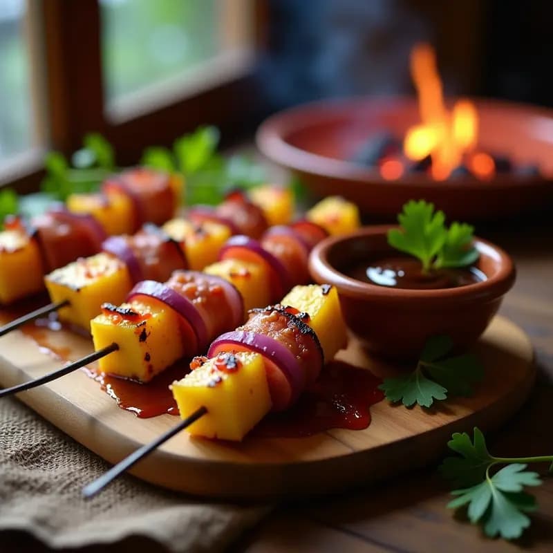 Brochetas de Piña y Tocino con Salsa Chipotle: Receta Mexicana Dulce-Salada en Grill