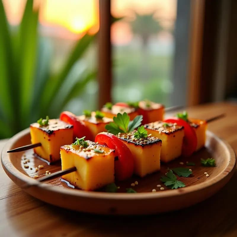 Brochetas de Ananá y Tofoo Ahumado: Receta Hawaiana Vegana en Grill