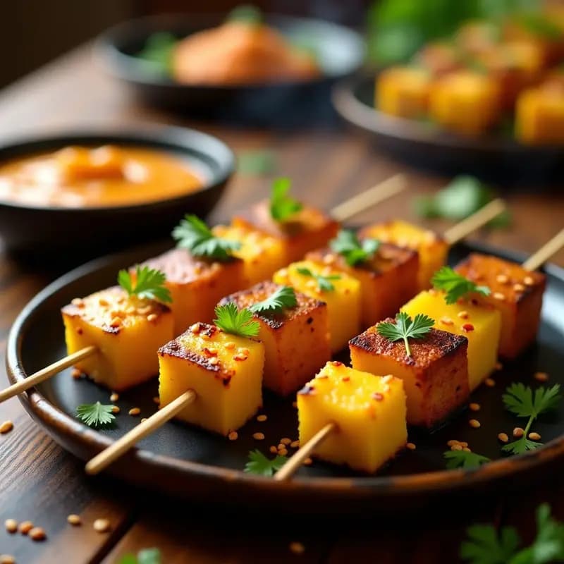 Brochetas de Piña y Tofo con Salsa de Mango y Chile: Receta Hawaiana Vegana en Grill