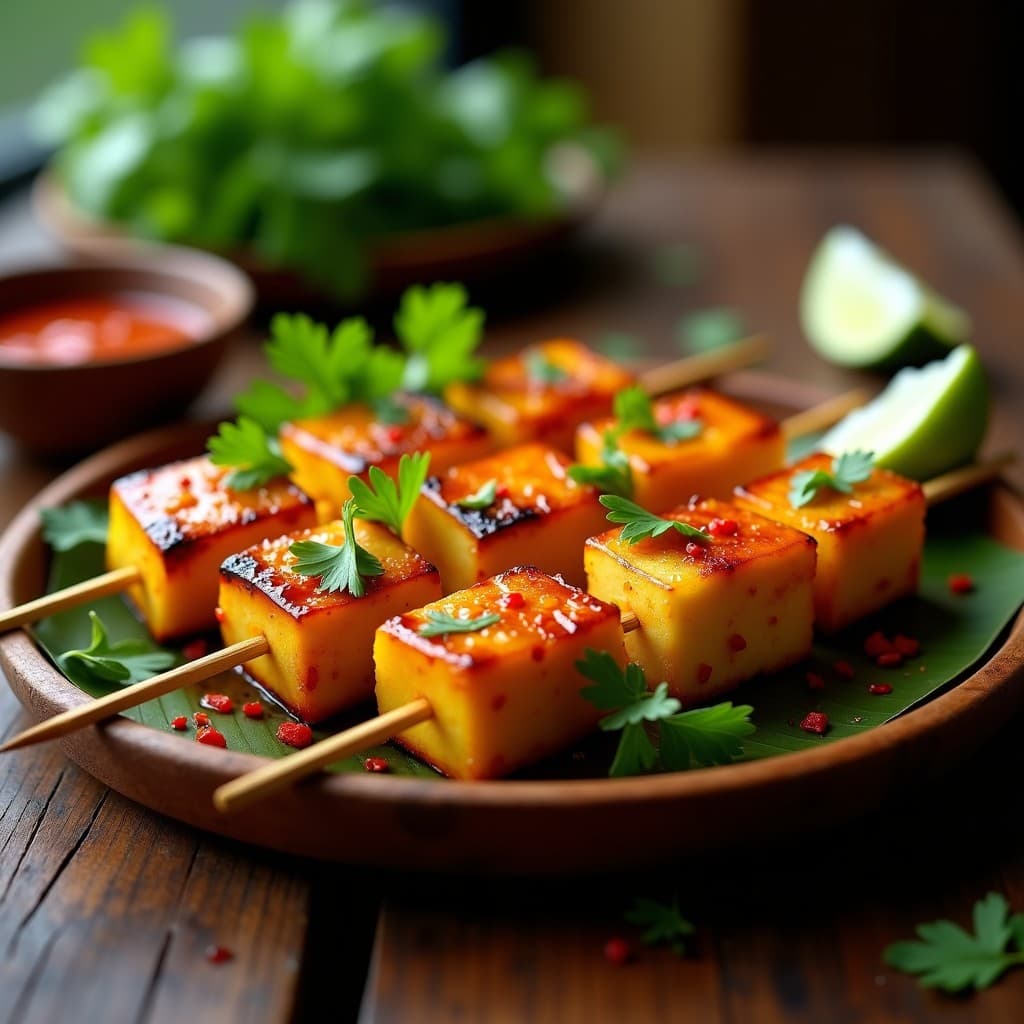 Brochetas de Piña y Tofu Ahumado con Glaseado de Tamarindo: Receta Tailandesa en Grill