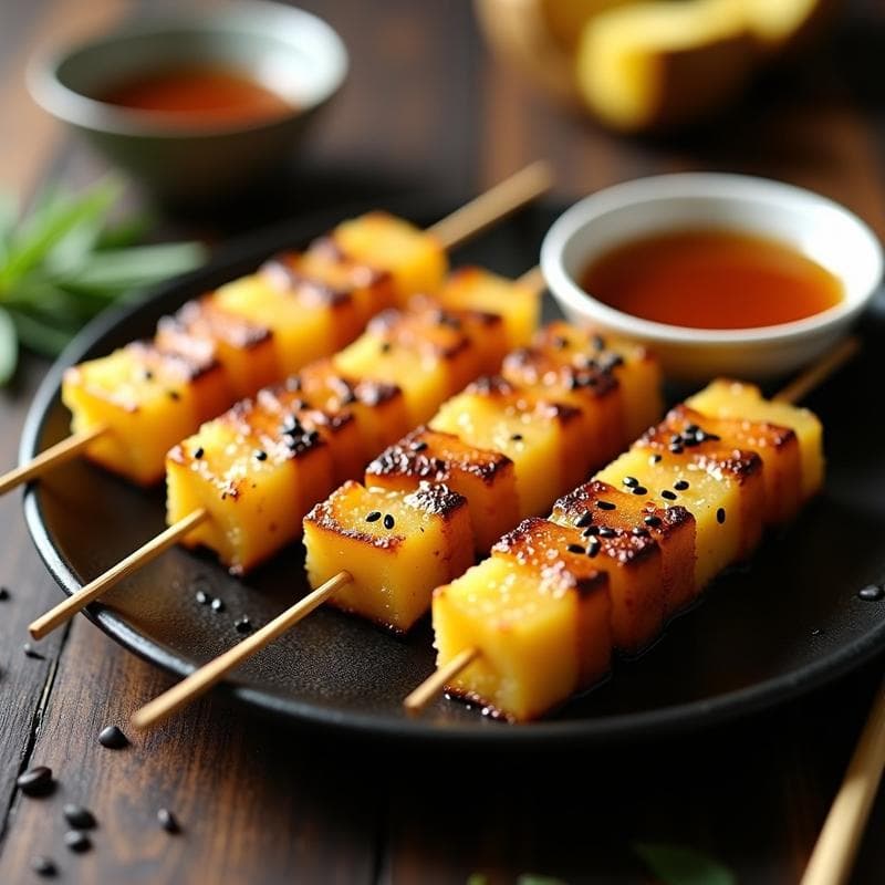Brochetas de Ananás yrabe con Salsa de Wasabi y Miel: Aperitivo Japonés en Airfryer