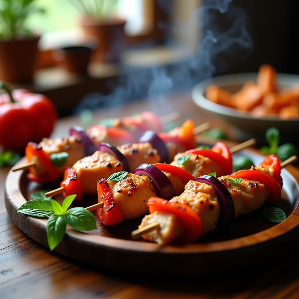 Brochetas de Pollo Marinado en Ajvar y Yogur: Receta Balcánica Keto en Grill