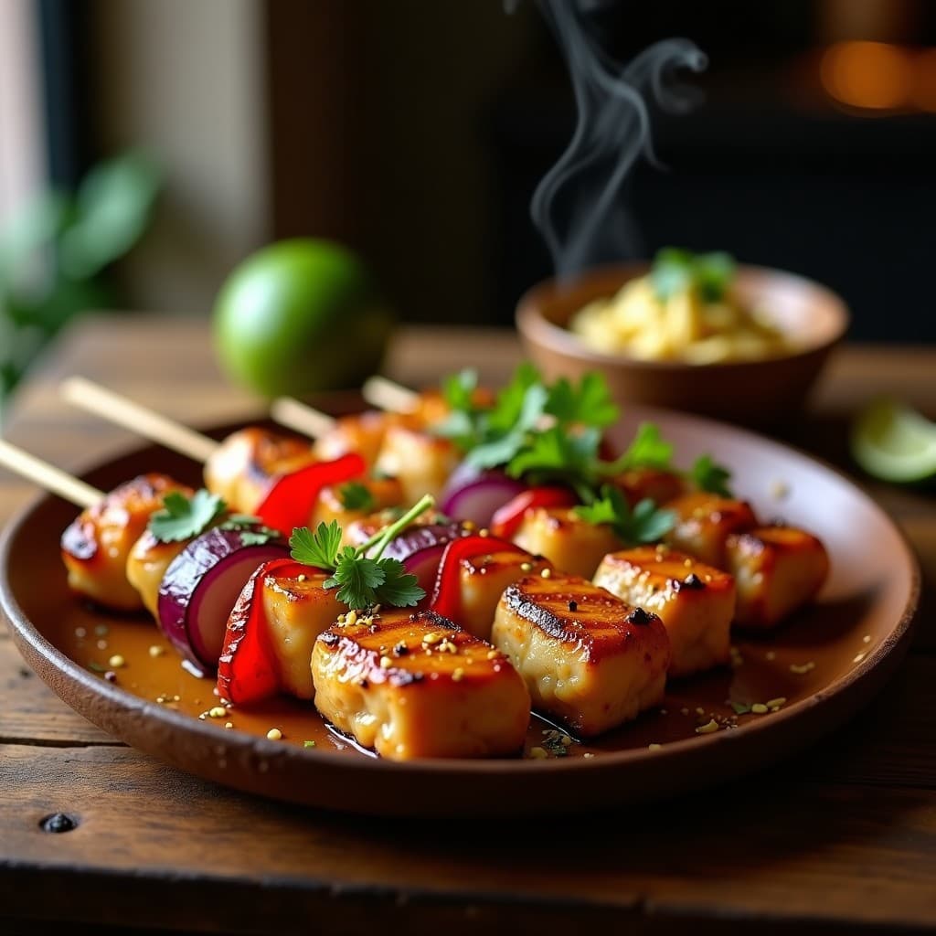 Brochetas de Pollo Marinado en Pastas de Cacahuete y Lima: Receta Tailandesa en Grill Rápida