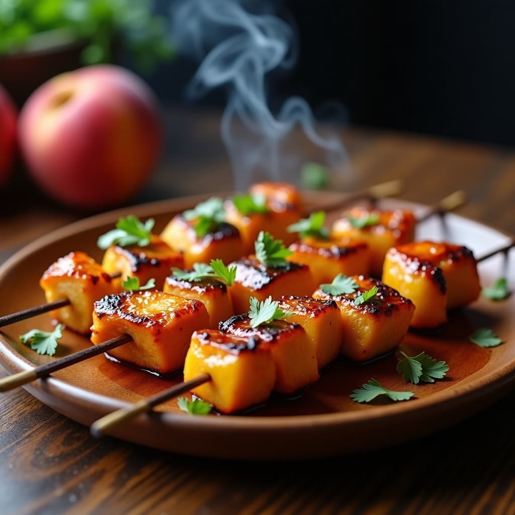 Brochetas de Pollo y Duraznos con Glaseado de Miel y Sriracha: Receta Estadounidense en Grill