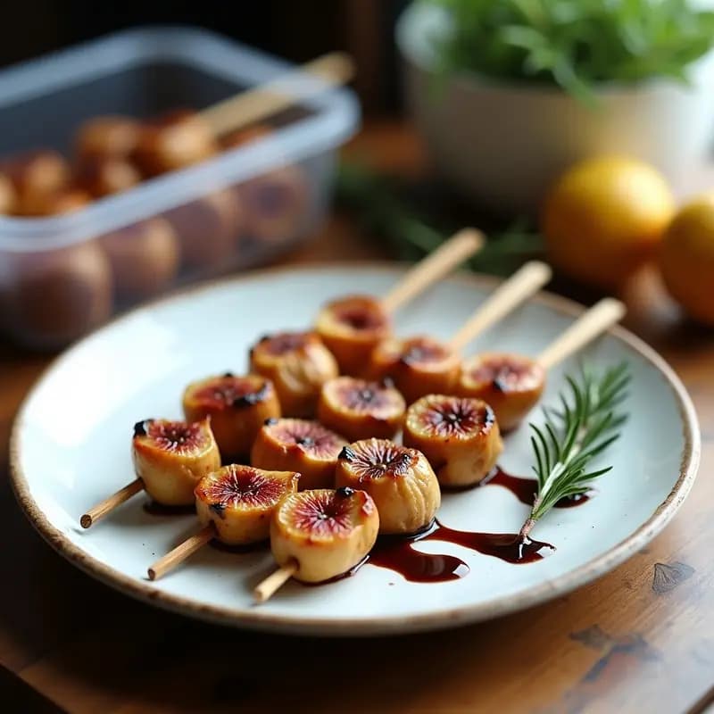 Brochetas de Pollo y Higos con Reducción de Vinagre Balsámico: Receta Italiana en Grill para Tupper