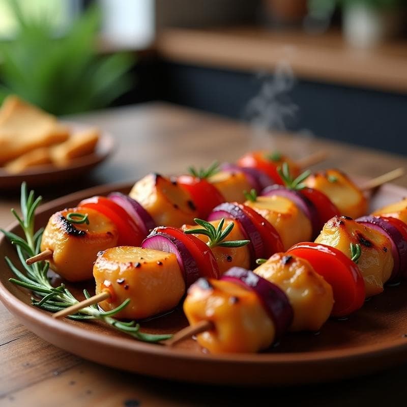 Brochetas de Pollo Marinado en Miel de Agave y Romero: Receta en Airfryer con Toque Ahumado