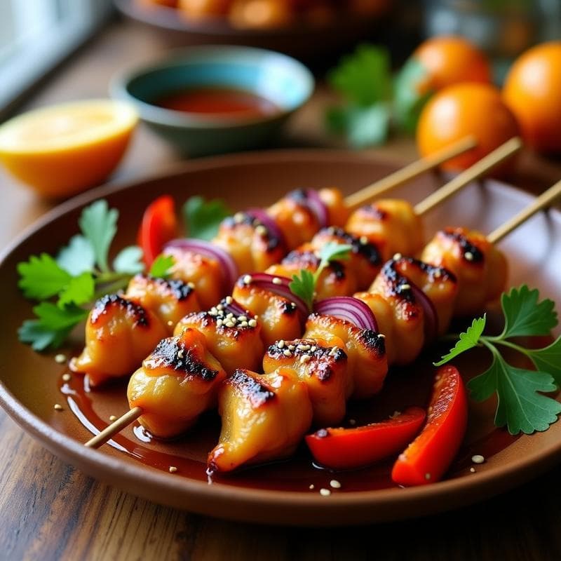 Brochetas de Pollo Marinado en Miso y Maracuyá: Receta Fusion en Airfryer Crujiente