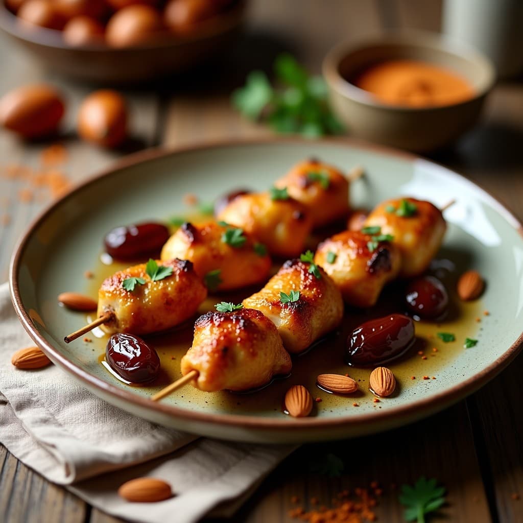 Brochetas de Pollo al Ras el Hanout con Dátiles y Almendras: Receta Marroquí en Airfryer