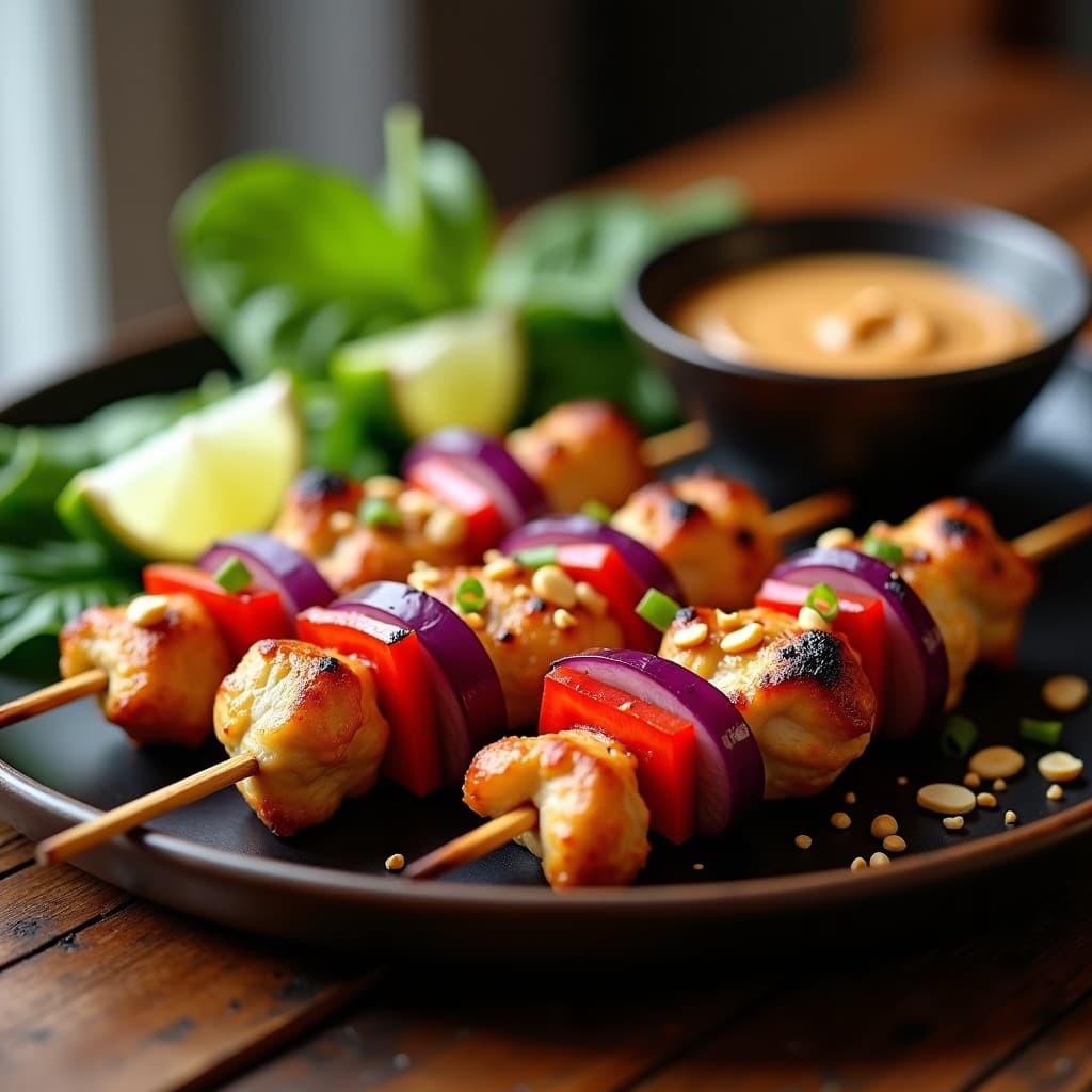 Brochetas de Pollo al Sata con Cacahuetes y Lima: Receta Tailandesa en Airfryer