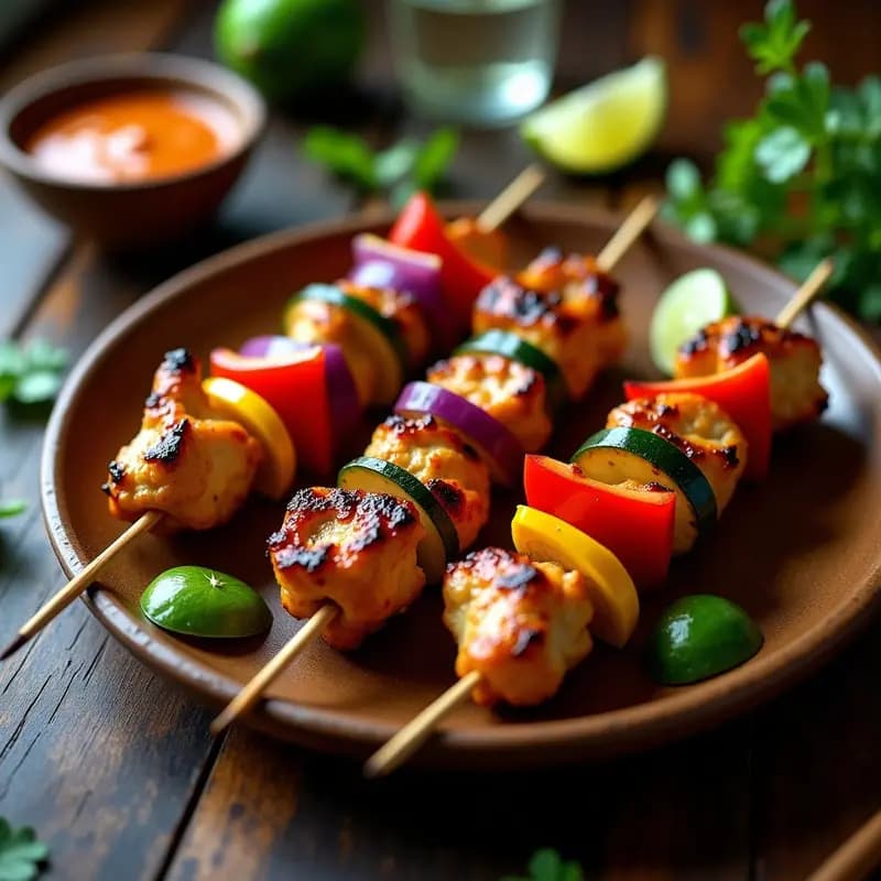 Brochetas de Pollo al Satar con Verduras: Receta Malasia en Grill y Picante
