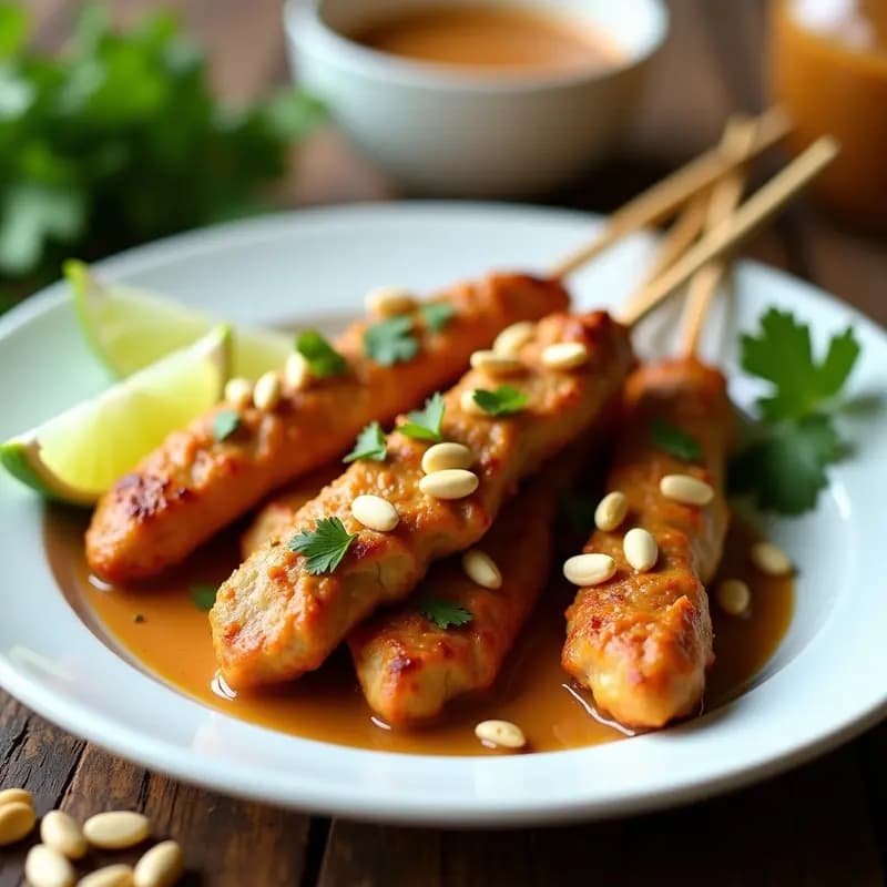 Brochetas de Pollo al Satay con Maní Tostado: Receta en Airfryer Alta en Proteína