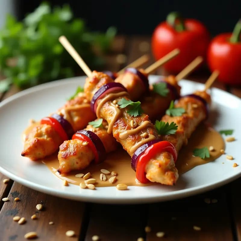 Brochetas de Pollo Satay con Cacahuete: Receta Malasia en Airfryer y Baja en Calorías